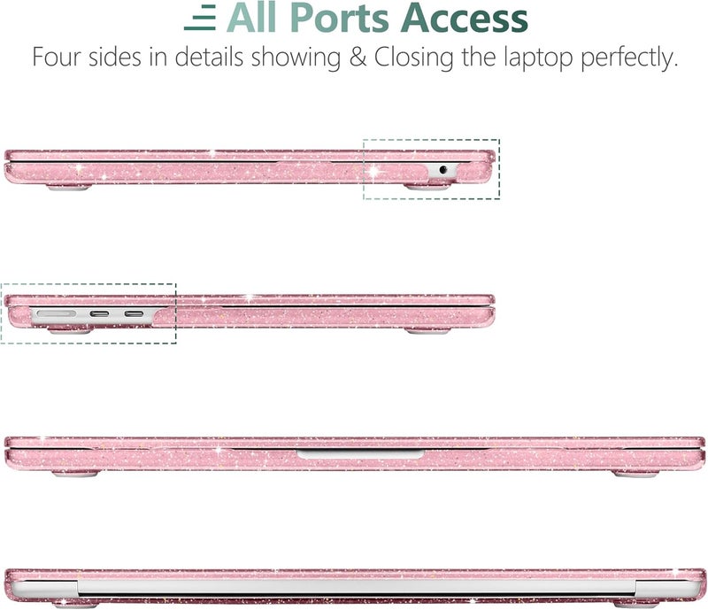 DONGKE Compatible with MacBook Air 13.6 inch Case M4 M3 M2 2025 2024 2023 2022 A3240 A3113 A2681, Glitter Bling Plastic Hard Shell & Keyboard Cover for MacBook Air M4 13 inch Case, Sparkly Pink - Image 4